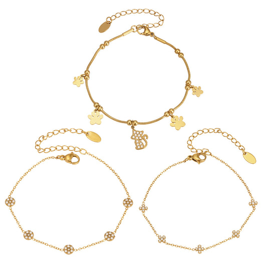 316L Stainless Steel 18K PVD Gold Cat Paw Pendant Bracelet made with 316L stainless steel and 18K PVD gold finish for wholesale jewelry buyers - image 5