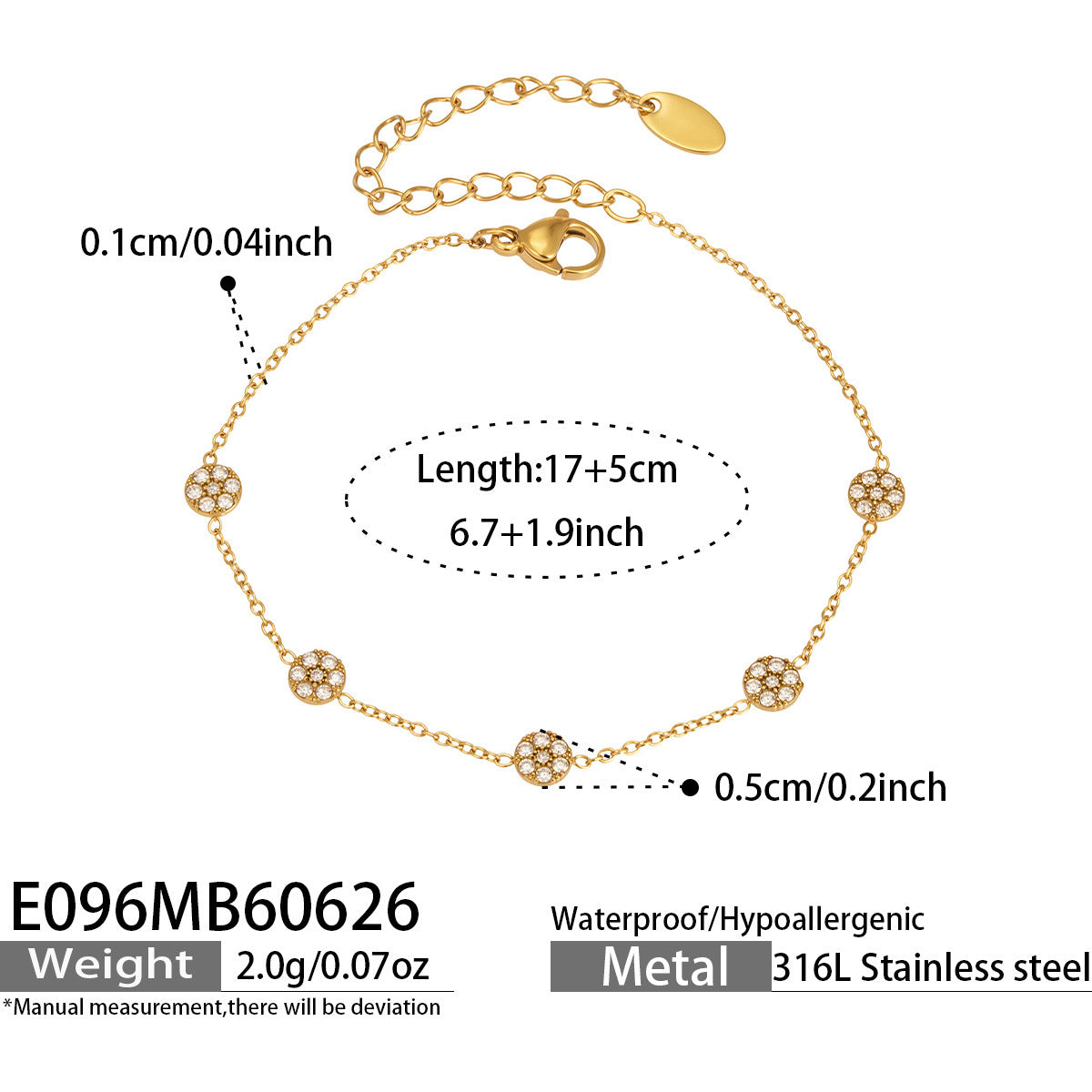 316L Stainless Steel 18K PVD Gold Cat Paw Pendant Bracelet made with 316L stainless steel and 18K PVD gold finish for wholesale jewelry buyers - image 7