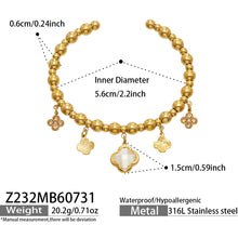 Champagne four-leaf clover charm bracelet dimensions and product specification guide