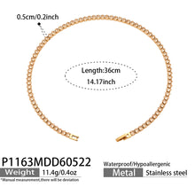 Champagne CZ tennis necklace in 316L stainless steel with 18K PVD gold finish for elegant wholesale necklace collections