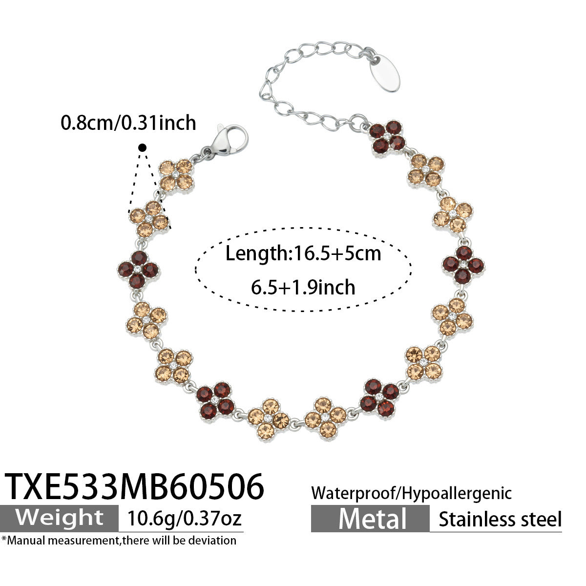 316L Stainless Steel Dopamine Four-Leaf Zircon Jewelry Set – Ring Necklace Bracelet Earrings