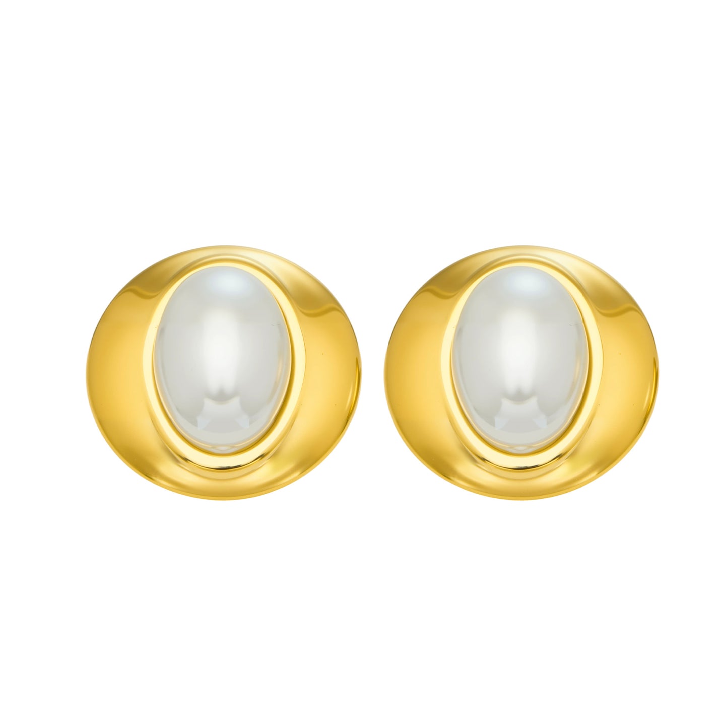 Chunky gold resin dome stud earrings made from 316 stainless steel with thick 18K gold plating
