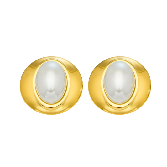 Chunky gold resin dome stud earrings made from 316 stainless steel with thick 18K gold plating