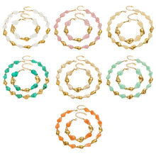 Chunky resin necklace and bracelet collection with organic beads in multiple colors and sculptural gold details