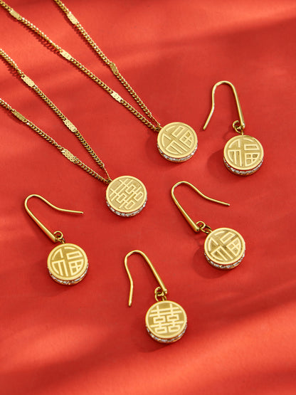 316L Stainless Steel 18K PVD Gold Circular Double-Sided Auspicious Pendant Necklace made with 316L stainless steel and 18K PVD gold finish for wholesale jewelry buyers - image 12