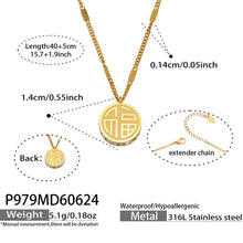 316L Stainless Steel 18K PVD Gold Circular Double-Sided Auspicious Pendant Necklace made with 316L stainless steel and 18K PVD gold finish for wholesale jewelry buyers - image 3