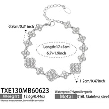 Elegant 316L Stainless Steel Clover Bracelet in White Zircon