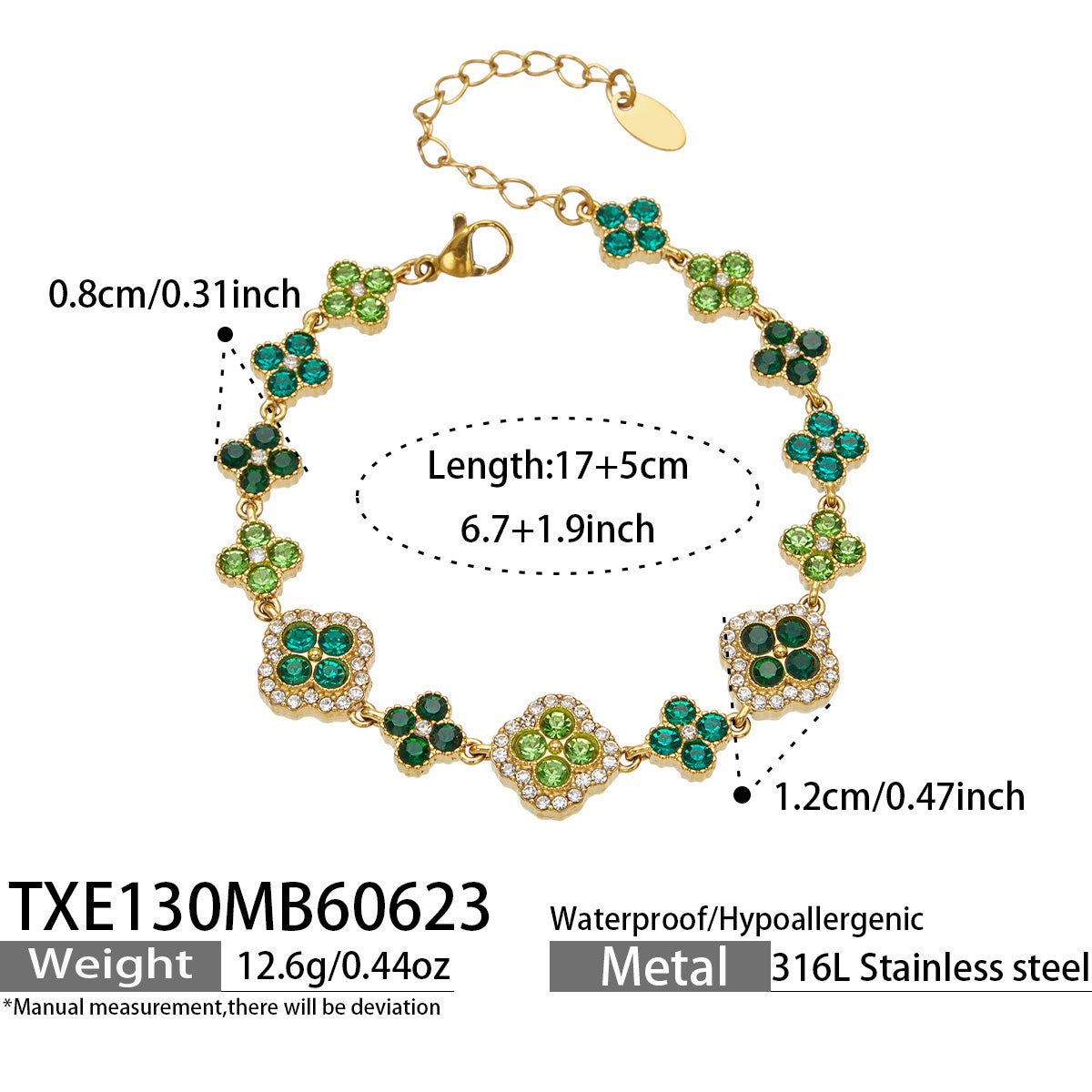 316L Stainless Steel 18K PVD Gold Clover Bracelet made with 316L stainless steel and 18K PVD gold finish for wholesale jewelry buyers - image 6