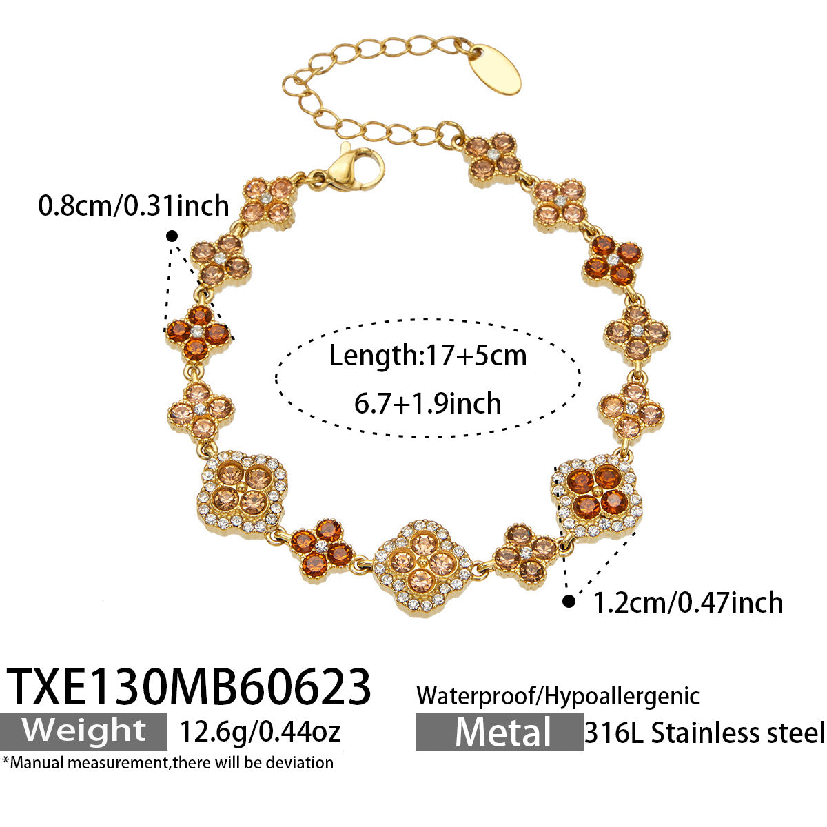 316L Stainless Steel 18K PVD Gold Clover Bracelet made with 316L stainless steel and 18K PVD gold finish for wholesale jewelry buyers - image 7