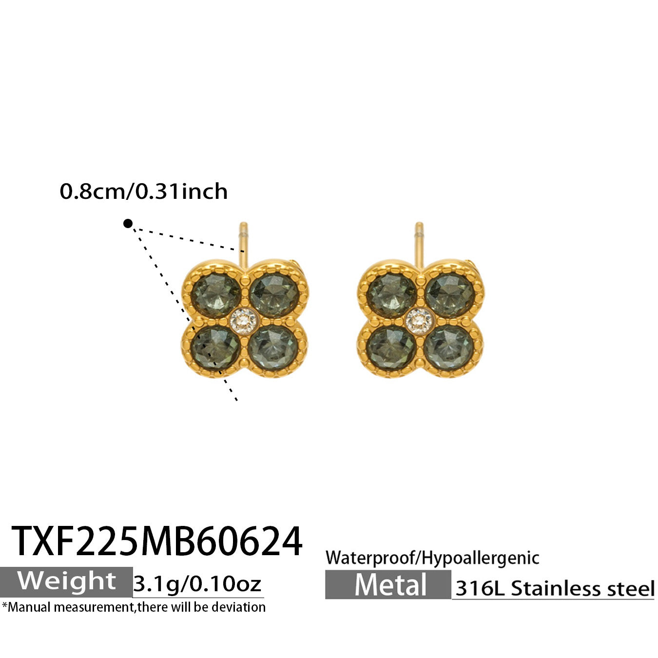 Stunning Clover Earrings in White Zircon