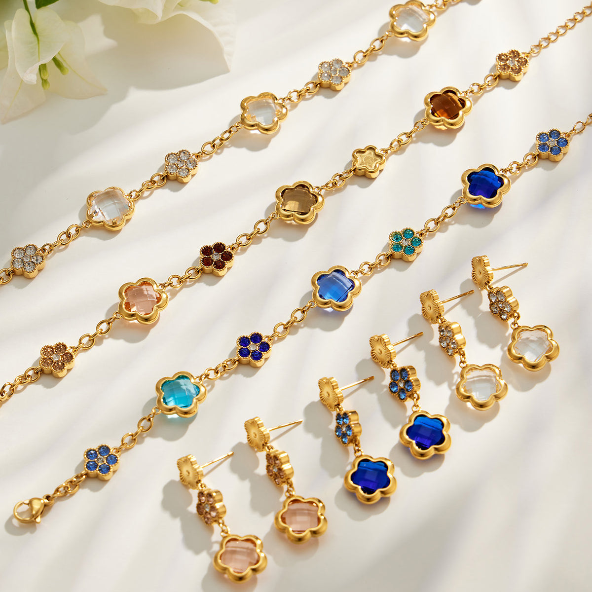 316L Stainless Steel 18K PVD Gold Clover Flower Jewelry Collection made with 316L stainless steel and 18K PVD gold finish for wholesale jewelry buyers - image 17