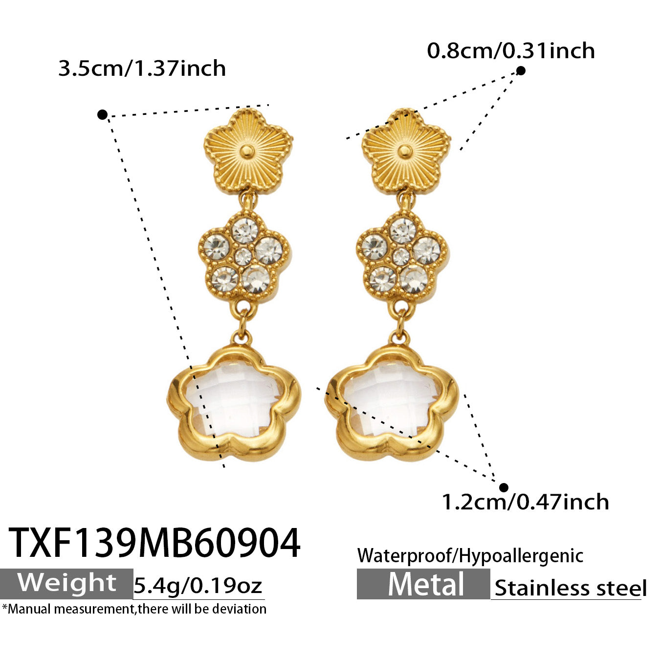 316L Stainless Steel 18K PVD Gold Clover Flower Jewelry Collection made with 316L stainless steel and 18K PVD gold finish for wholesale jewelry buyers - image 5