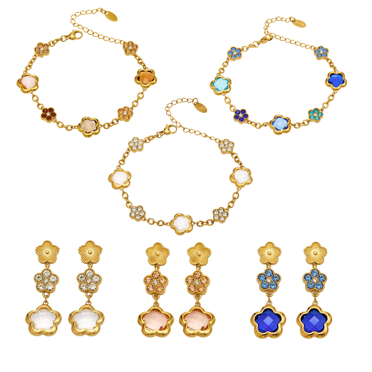 316L Stainless Steel 18K PVD Gold Clover Flower Jewelry Collection made with 316L stainless steel and 18K PVD gold finish for wholesale jewelry buyers - image 6