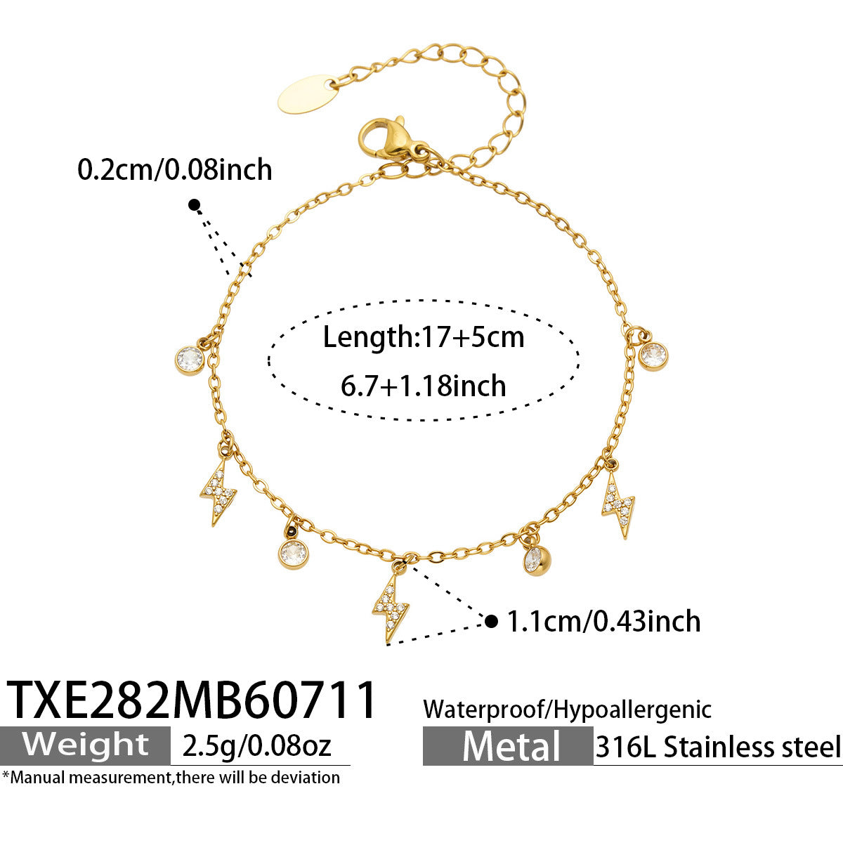 316L Stainless Steel 18K PVD Gold Clover Lightning Zircon Necklace made with 316L stainless steel and 18K PVD gold finish for wholesale jewelry buyers - image 6
