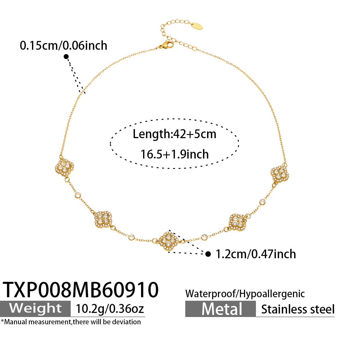 316L Stainless Steel 18K PVD Gold Clover Pendant Necklace made with 316L stainless steel and 18K PVD gold finish for wholesale jewelry buyers - image 18