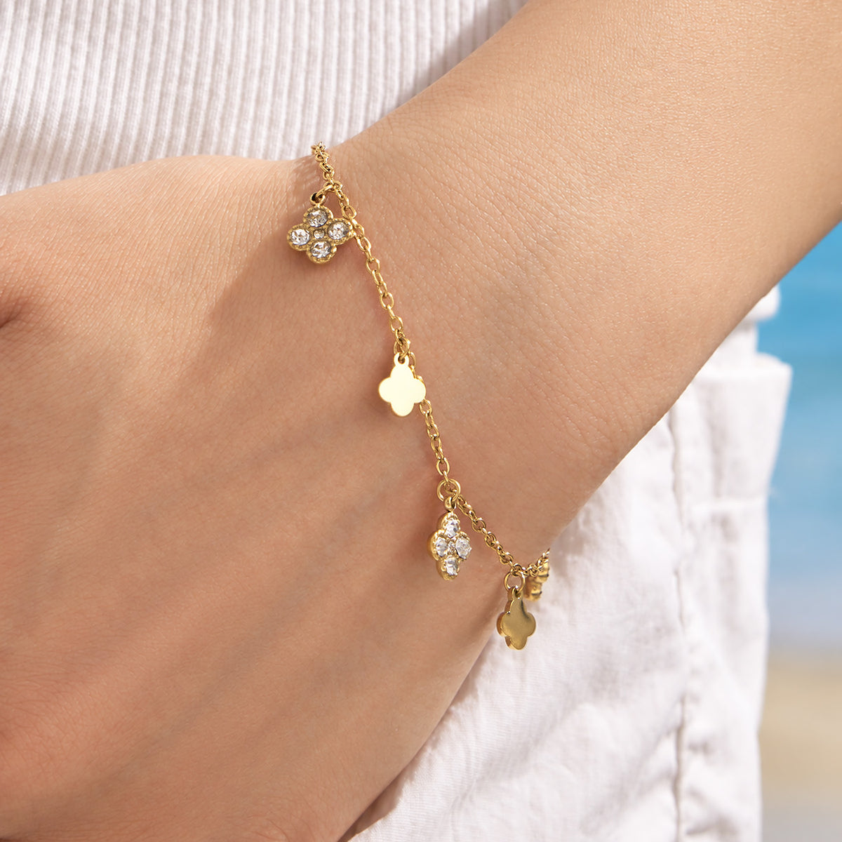 316L Stainless Steel 18K PVD Gold Clover Pendant Necklace made with 316L stainless steel and 18K PVD gold finish for wholesale jewelry buyers - image 23