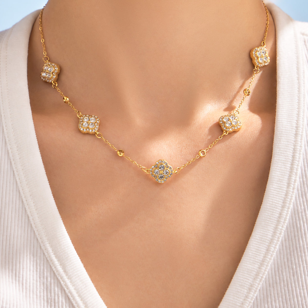 316L Stainless Steel 18K PVD Gold Clover Pendant Necklace made with 316L stainless steel and 18K PVD gold finish for wholesale jewelry buyers - image 24