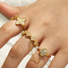316L Stainless Steel 18K PVD Gold Clover Shell Ring Set made with 316L stainless steel and 18K PVD gold finish for wholesale jewelry buyers - image 14