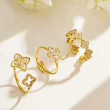 316L Stainless Steel 18K PVD Gold Clover Shell Ring Set made with 316L stainless steel and 18K PVD gold finish for wholesale jewelry buyers - image 6