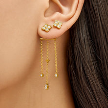 Close-up view of 316L Stainless Steel Clover Tassel Earring - Image 2