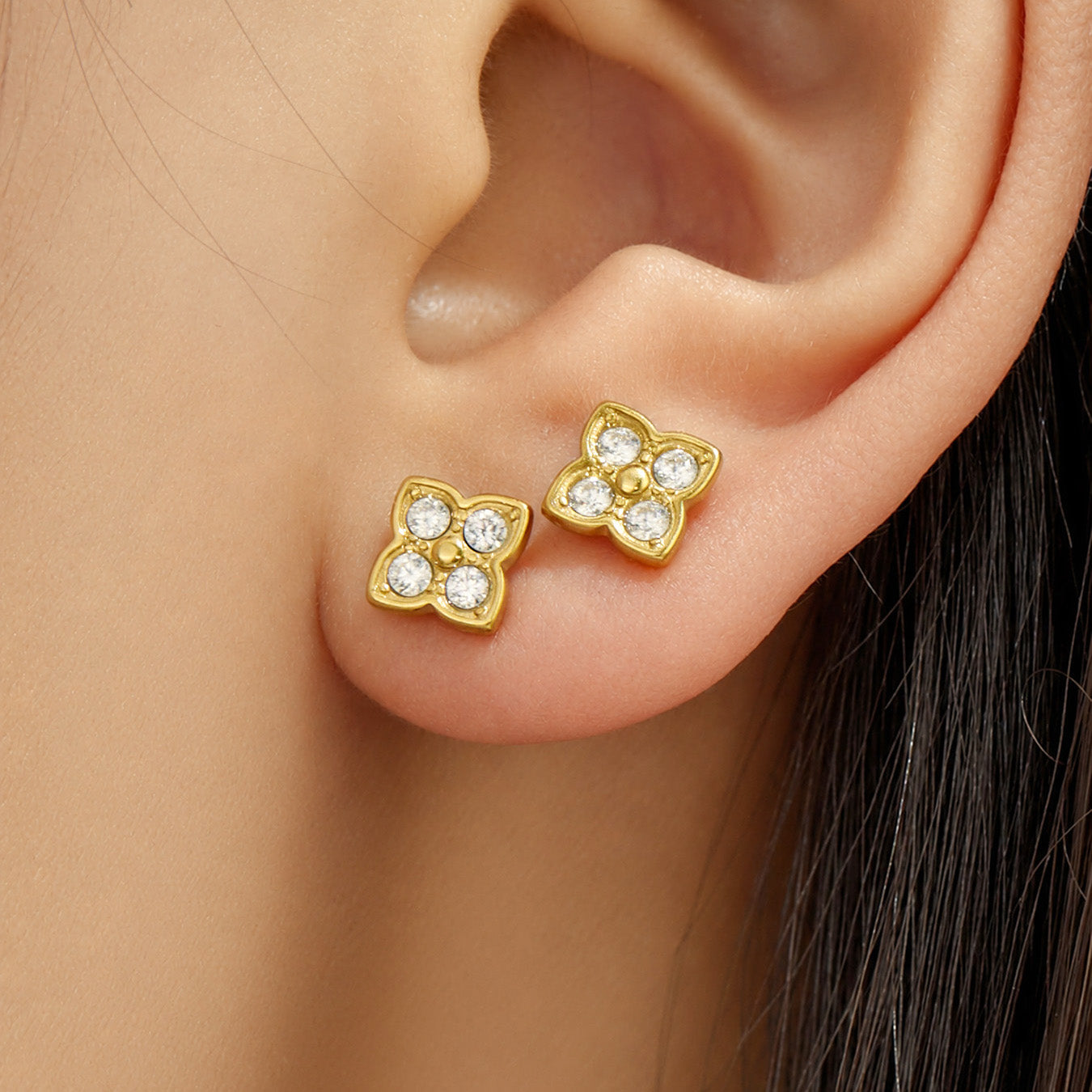 316L Stainless Steel 18K PVD Gold Clover Tassel Earring made with 316L stainless steel and 18K PVD gold finish for wholesale jewelry buyers - image 6