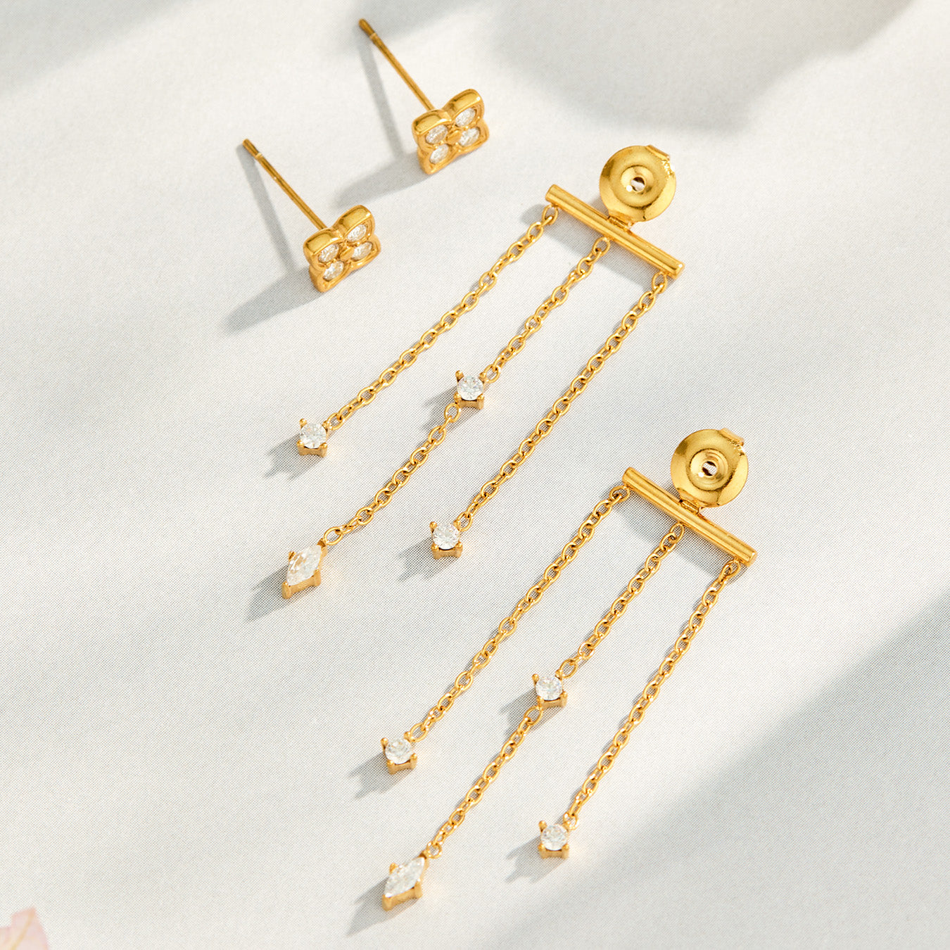 316L Stainless Steel 18K PVD Gold Clover Tassel Earring made with 316L stainless steel and 18K PVD gold finish for wholesale jewelry buyers - image 8