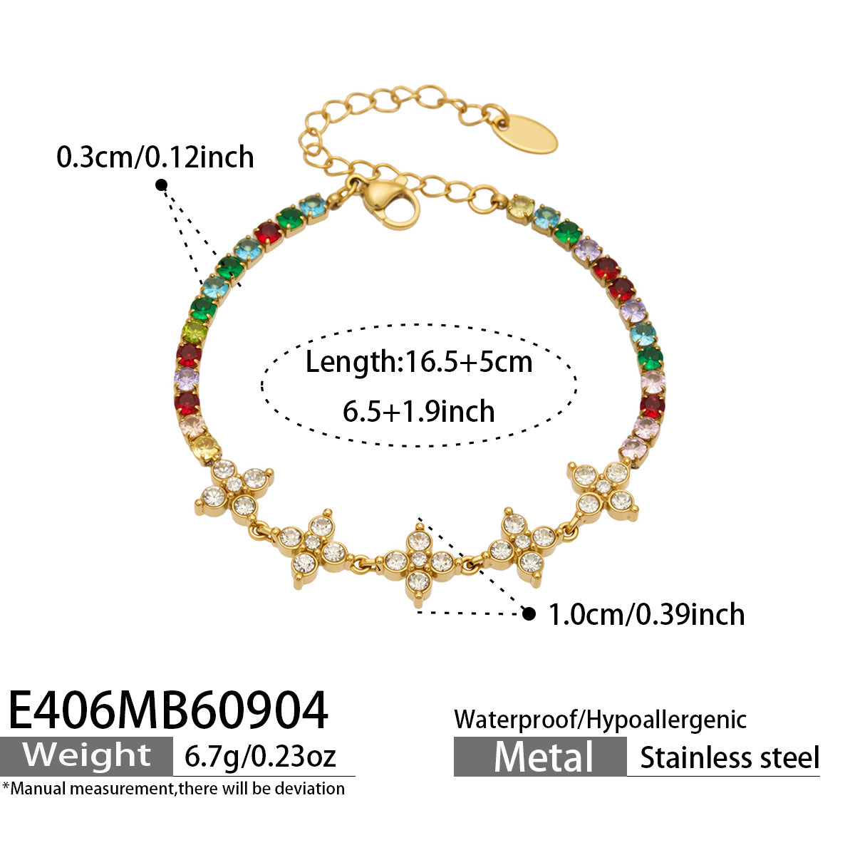 316L Stainless Steel 18K PVD Gold Clover Zircon Bracelet made with 316L stainless steel and 18K PVD gold finish for wholesale jewelry buyers - image 11