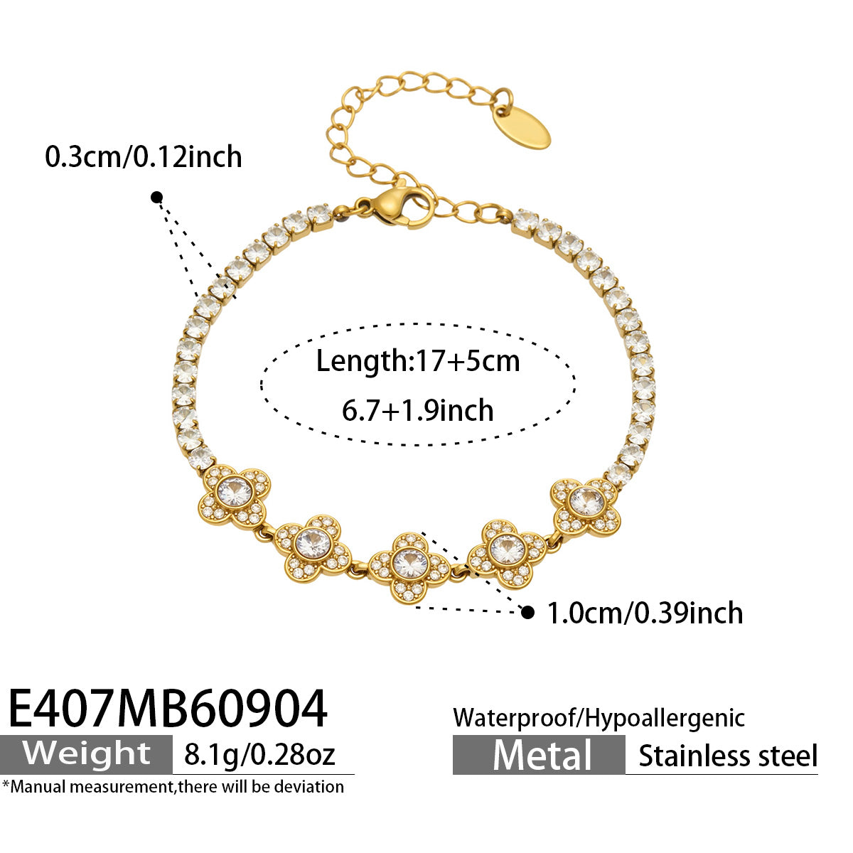 316L Stainless Steel 18K PVD Gold Clover Zircon Bracelet made with 316L stainless steel and 18K PVD gold finish for wholesale jewelry buyers - image 13