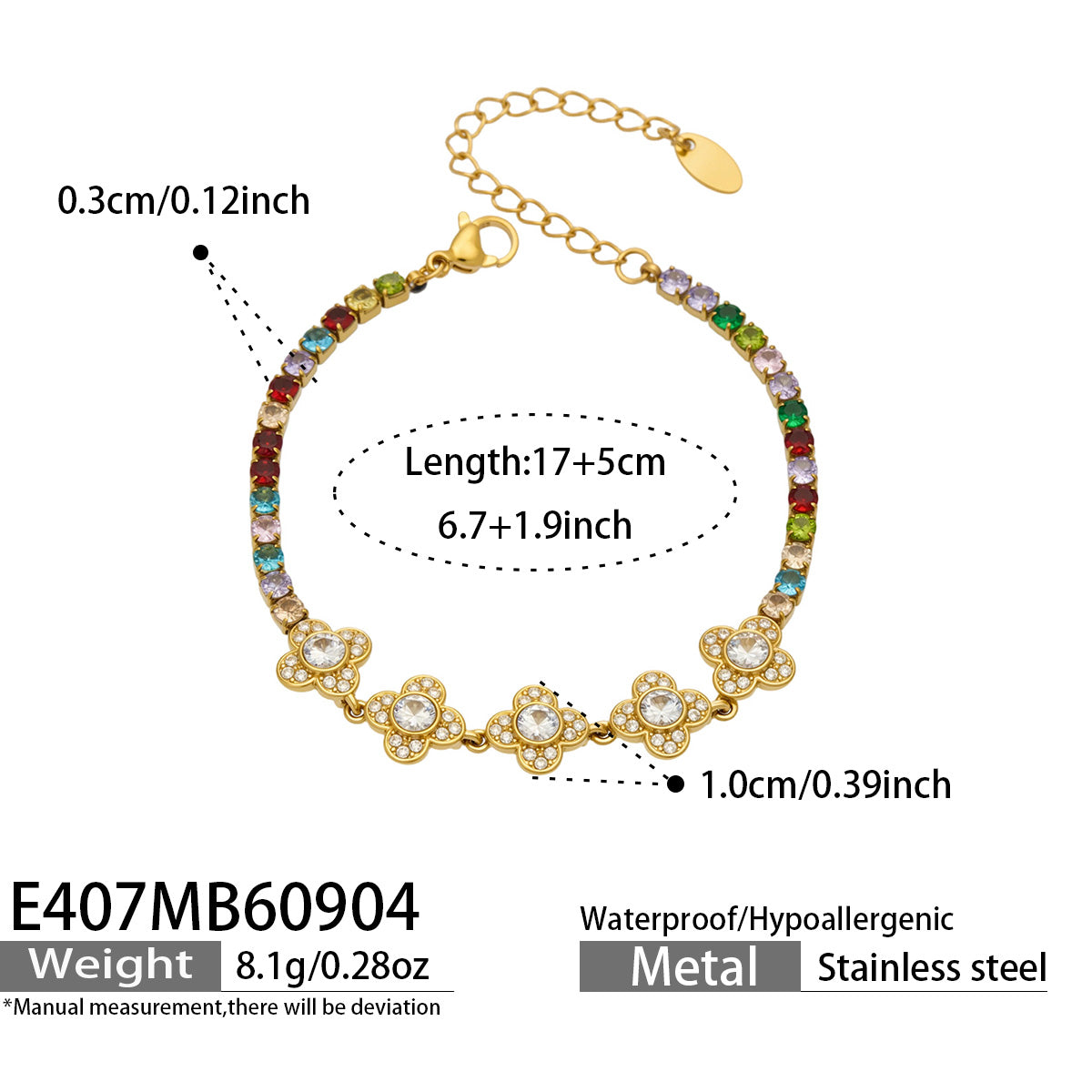316L Stainless Steel 18K PVD Gold Clover Zircon Bracelet made with 316L stainless steel and 18K PVD gold finish for wholesale jewelry buyers - image 14