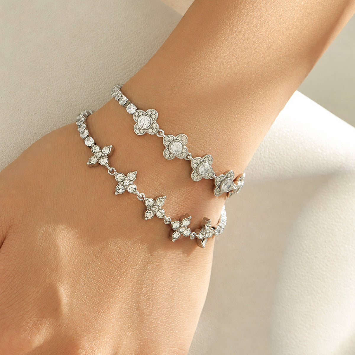 316L Stainless Steel 18K PVD Gold Clover Zircon Bracelet made with 316L stainless steel and 18K PVD gold finish for wholesale jewelry buyers - image 16