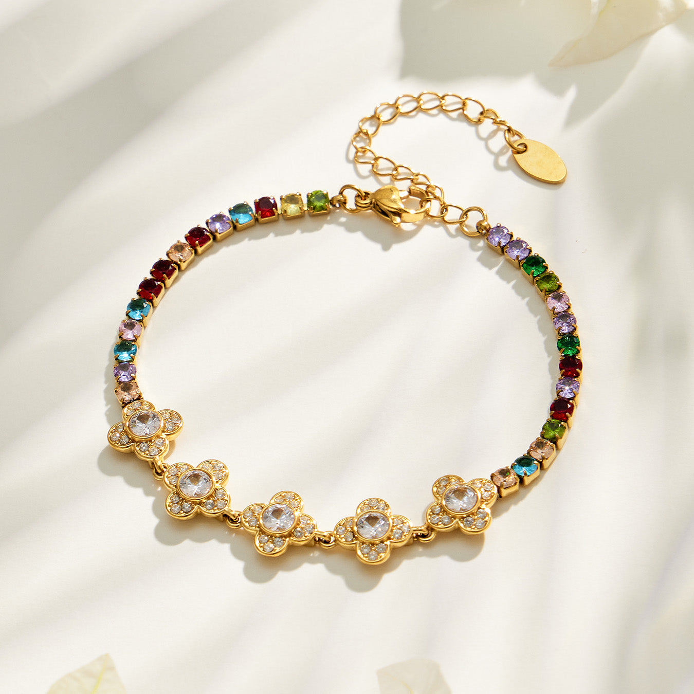 316L Stainless Steel 18K PVD Gold Clover Zircon Bracelet made with 316L stainless steel and 18K PVD gold finish for wholesale jewelry buyers - image 20