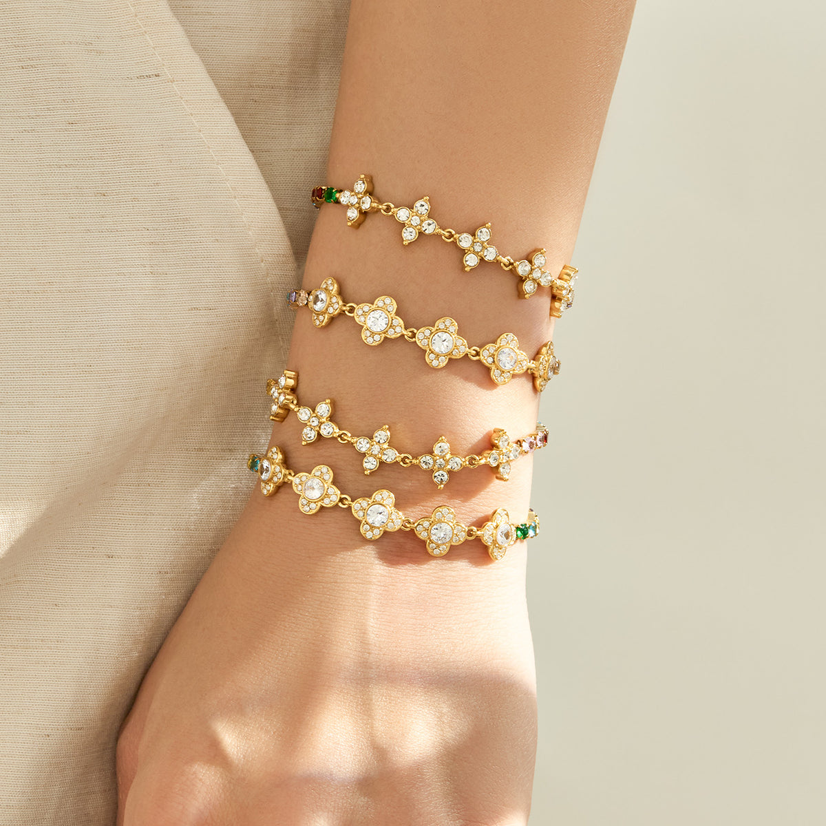 316L Stainless Steel 18K PVD Gold Clover Zircon Bracelet made with 316L stainless steel and 18K PVD gold finish for wholesale jewelry buyers - image 7