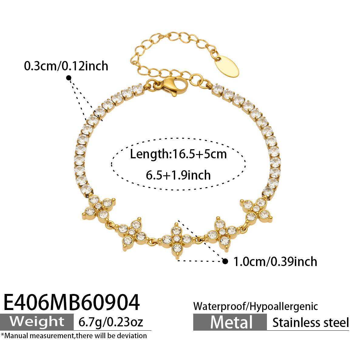 316L Stainless Steel 18K PVD Gold Clover Zircon Bracelet made with 316L stainless steel and 18K PVD gold finish for wholesale jewelry buyers - image 9
