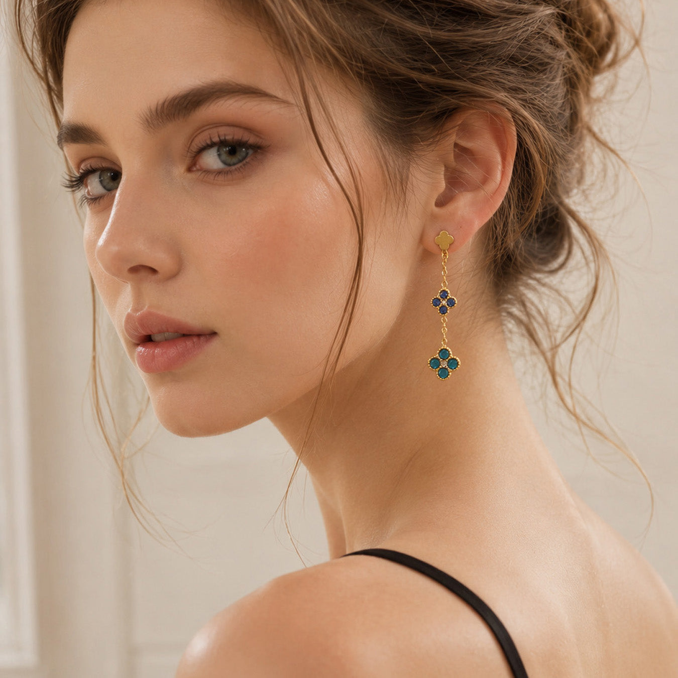 316L Stainless Steel 18K PVD Gold Clover Zircon Earrings made with 316L stainless steel and 18K PVD gold finish for wholesale jewelry buyers - image 12