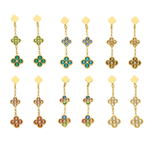 316L Stainless Steel 18K PVD Gold Clover Zircon Earrings made with 316L stainless steel and 18K PVD gold finish for wholesale jewelry buyers - image 22
