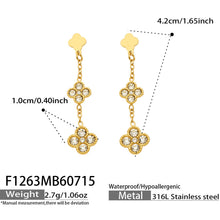 316L Stainless Steel 18K PVD Gold Clover Zircon Earrings made with 316L stainless steel and 18K PVD gold finish for wholesale jewelry buyers - image 5