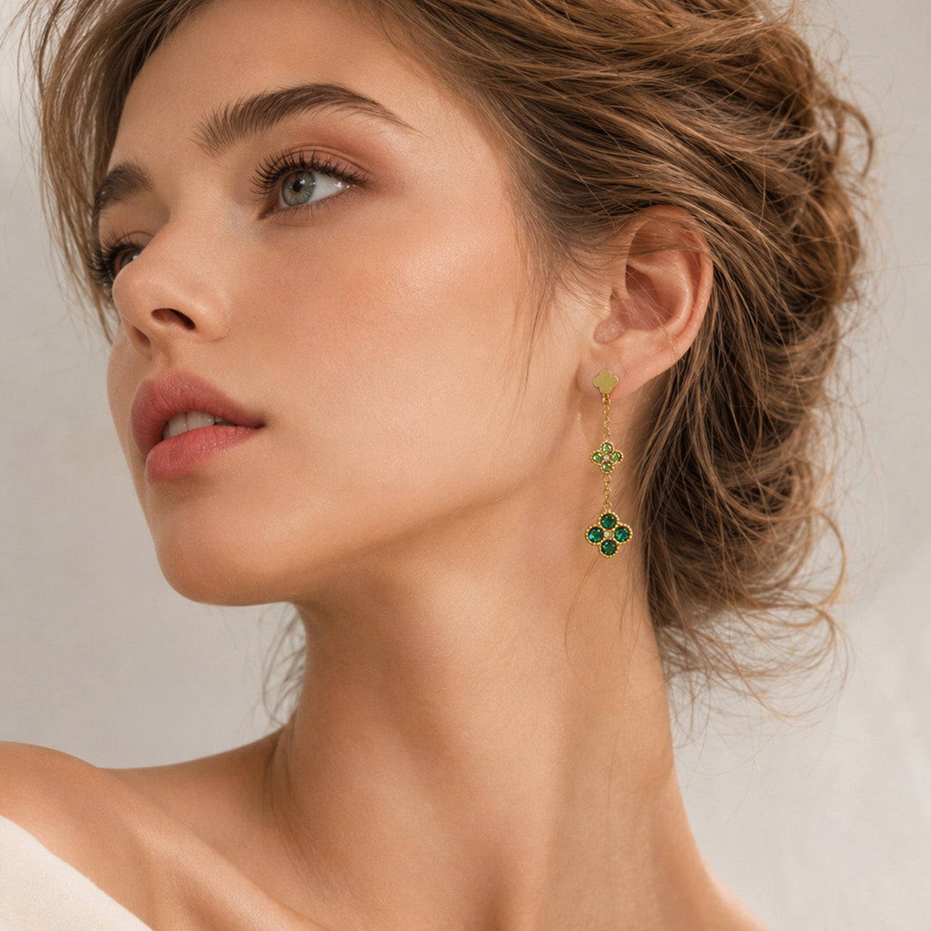 316L Stainless Steel 18K PVD Gold Clover Zircon Earrings made with 316L stainless steel and 18K PVD gold finish for wholesale jewelry buyers - image 7