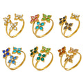 316L Stainless Steel 18K PVD Gold Clover Zircon Ring