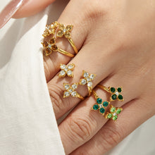 316L Stainless Steel 18K PVD Gold Clover Zircon Ring made with 316L stainless steel and 18K PVD gold finish for wholesale jewelry buyers - image 16
