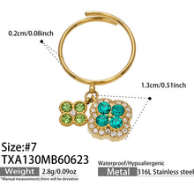 Clover Design Ring with Multi-color Zircon
