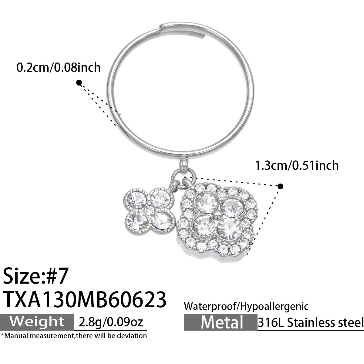 316L Stainless Steel 18K PVD Gold Clover Zircon Ring Set made with 316L stainless steel and 18K PVD gold finish for wholesale jewelry buyers - image 8