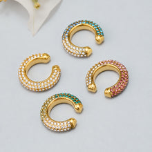 Colorful clip-on ear cuffs with pavé cubic zirconia in multiple finishes