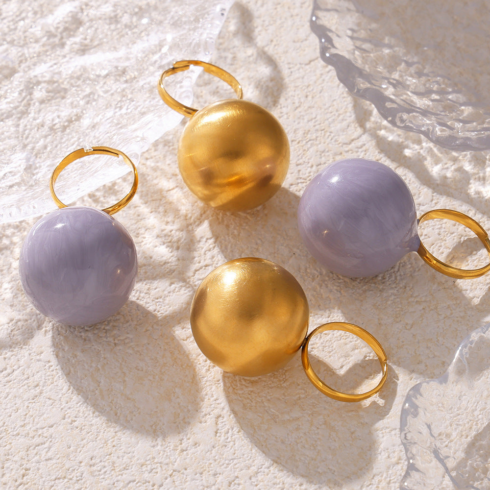 316L Stainless Steel 18K PVD Gold Colorful Enamel Ring made with 316L stainless steel and 18K PVD gold finish for wholesale jewelry buyers - image 3