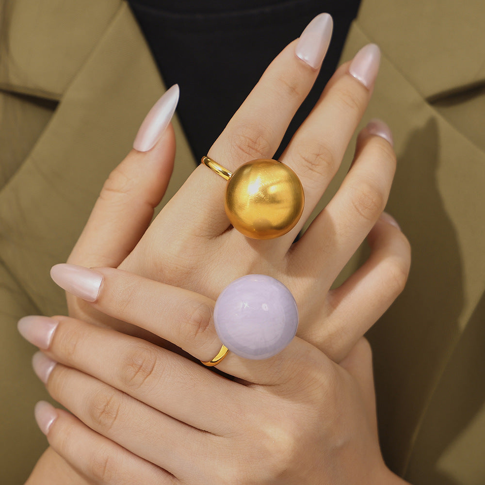 316L Stainless Steel 18K PVD Gold Colorful Enamel Ring made with 316L stainless steel and 18K PVD gold finish for wholesale jewelry buyers - image 4