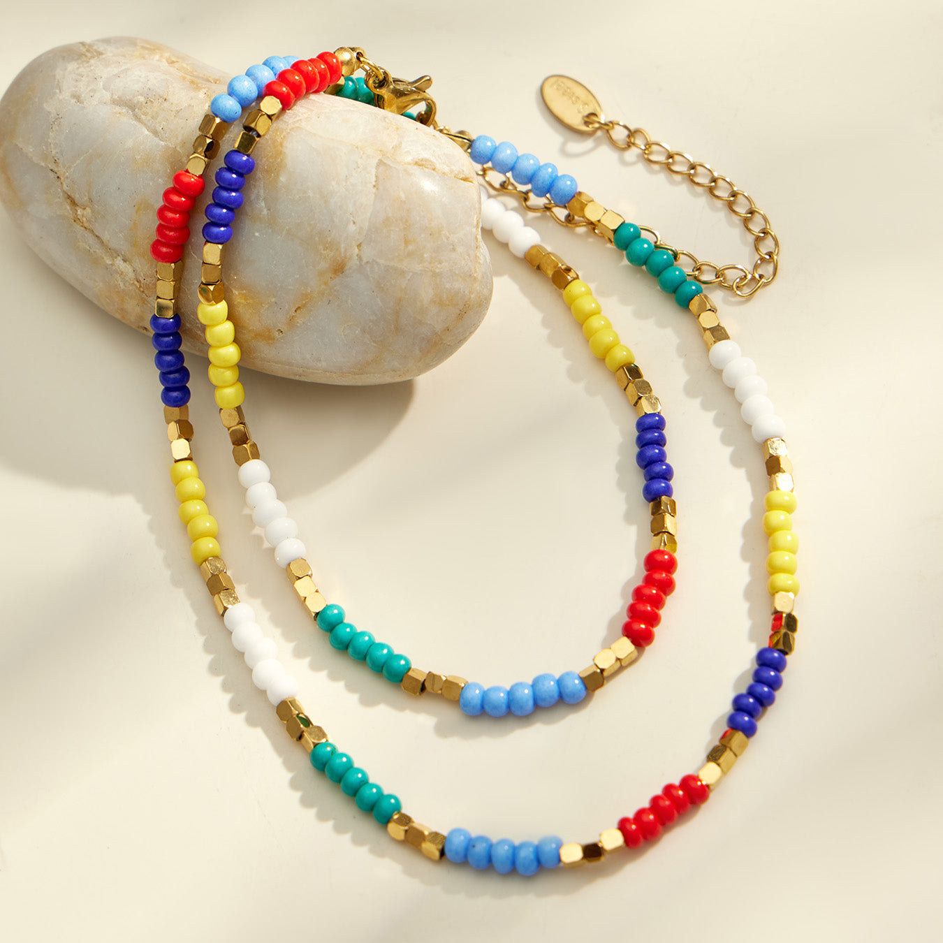 316L Stainless Steel 18K PVD Gold Colorful Natural Stone Necklace made with 316L stainless steel and 18K PVD gold finish for wholesale jewelry buyers - image 18