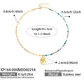 Multicolor Beaded Coin Pendant Necklace / 41+5cm