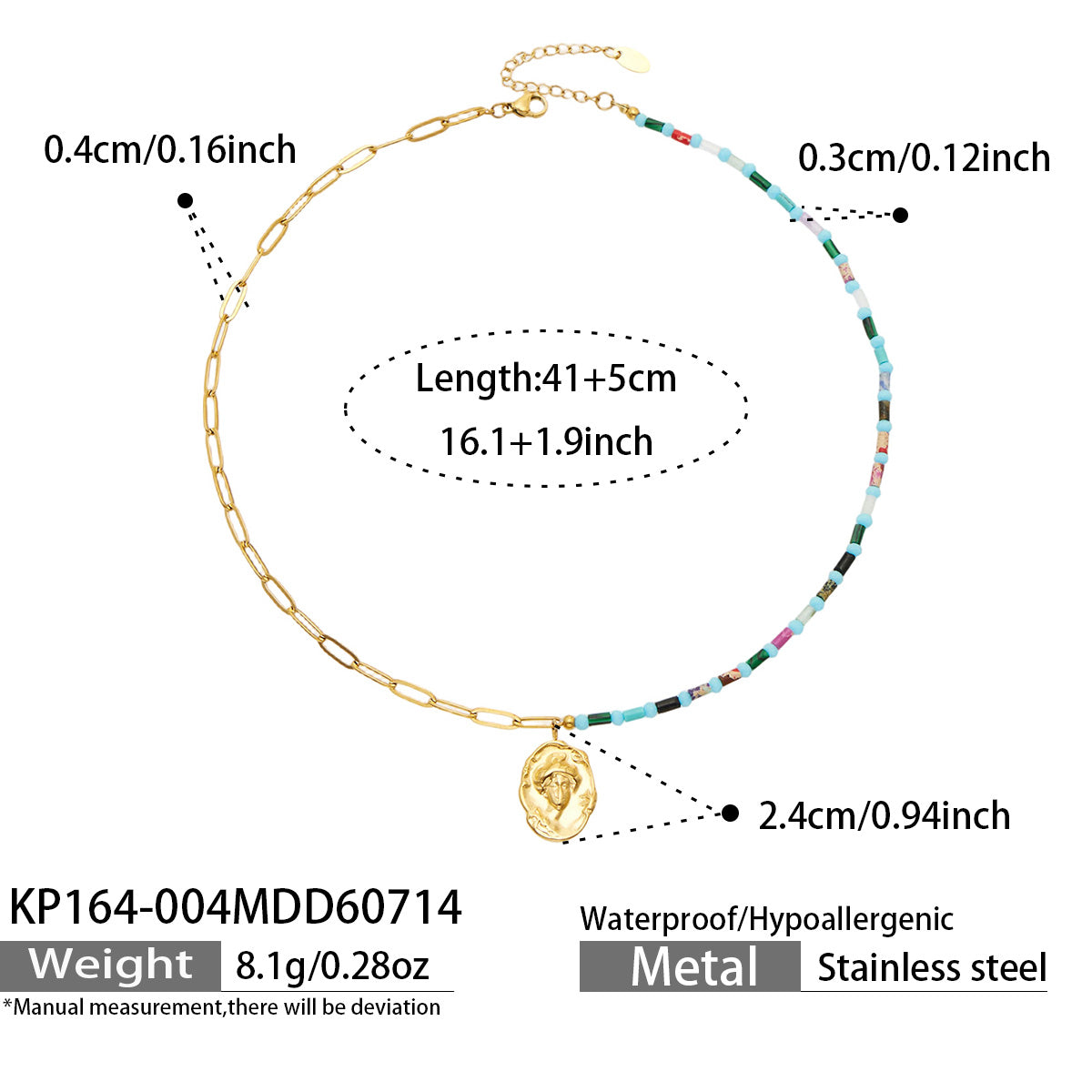 316L Stainless Steel 18K PVD Gold Colorful Natural Stone Necklace made with 316L stainless steel and 18K PVD gold finish for wholesale jewelry buyers - image 8