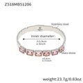 Z518 Silver Pink Glass Stone Bracelet