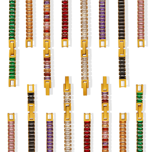 Colorful zircon bracelet front view
