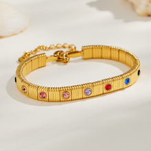 316L Stainless Steel 18K PVD Gold Colorful Zircon Bracelet made with 316L stainless steel and 18K PVD gold finish for wholesale jewelry buyers - image 12